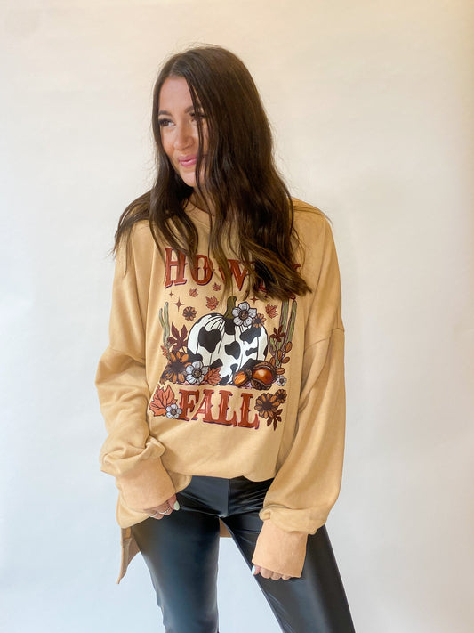 Howdy Dropped Shoulder Graphic Sweatshirt