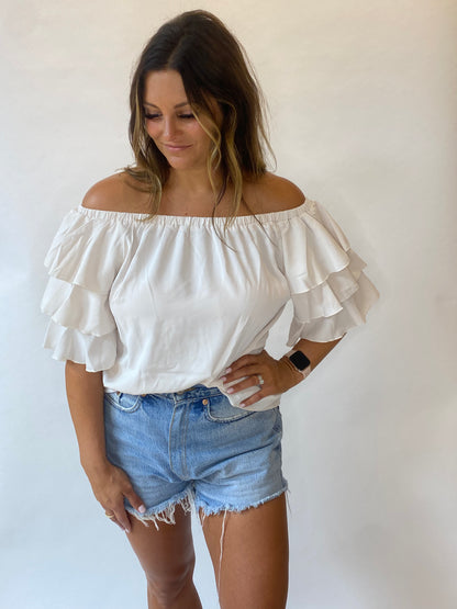 The Lindsey Off-Shoulder Layered Sleeve Blouse