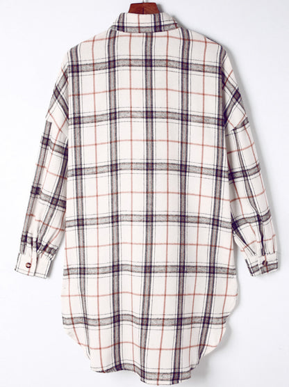 The Bobbie Plaid High-Low Shacket with Slit