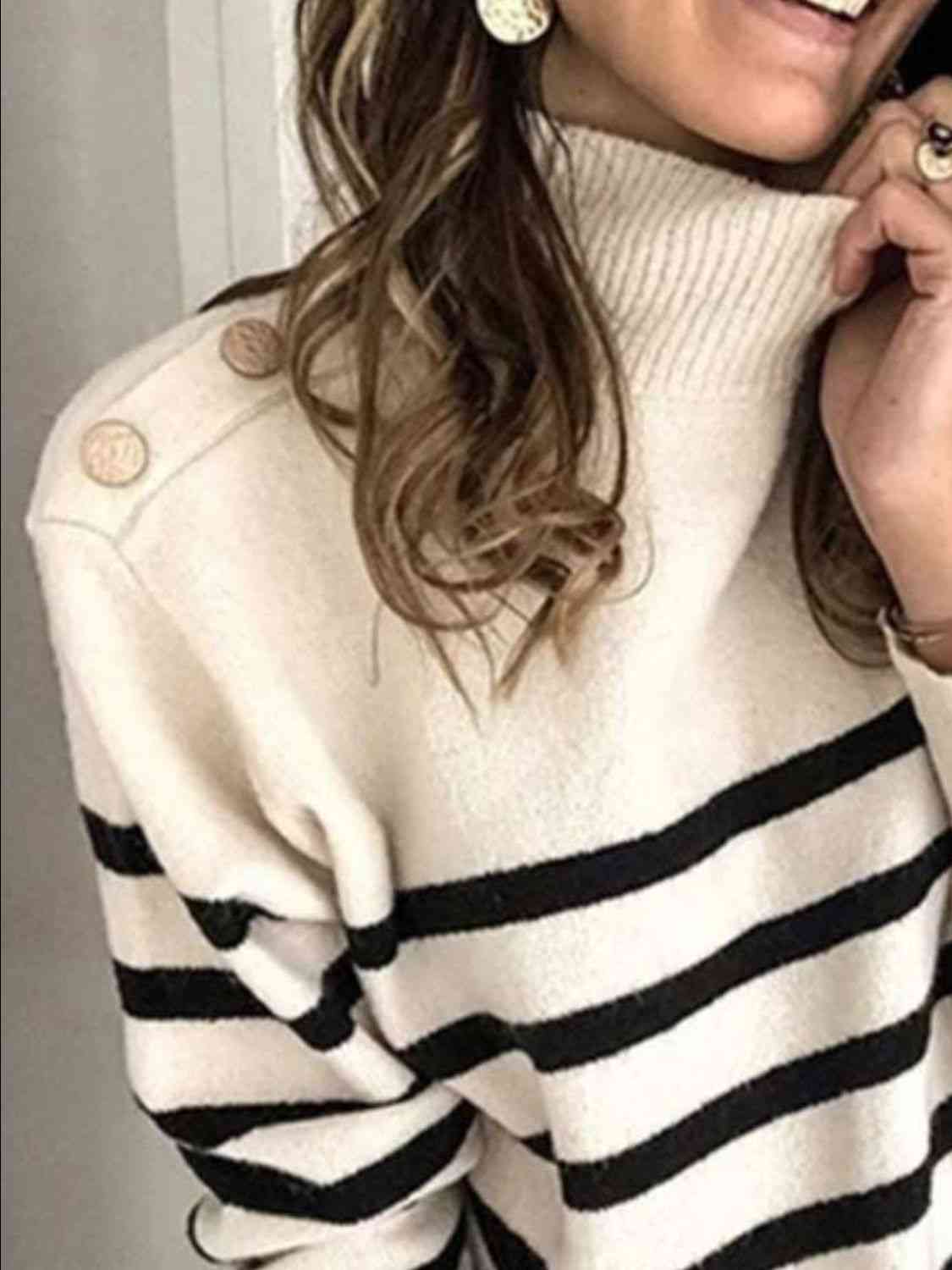The Hannley Striped Shoulder Detail Sweater
