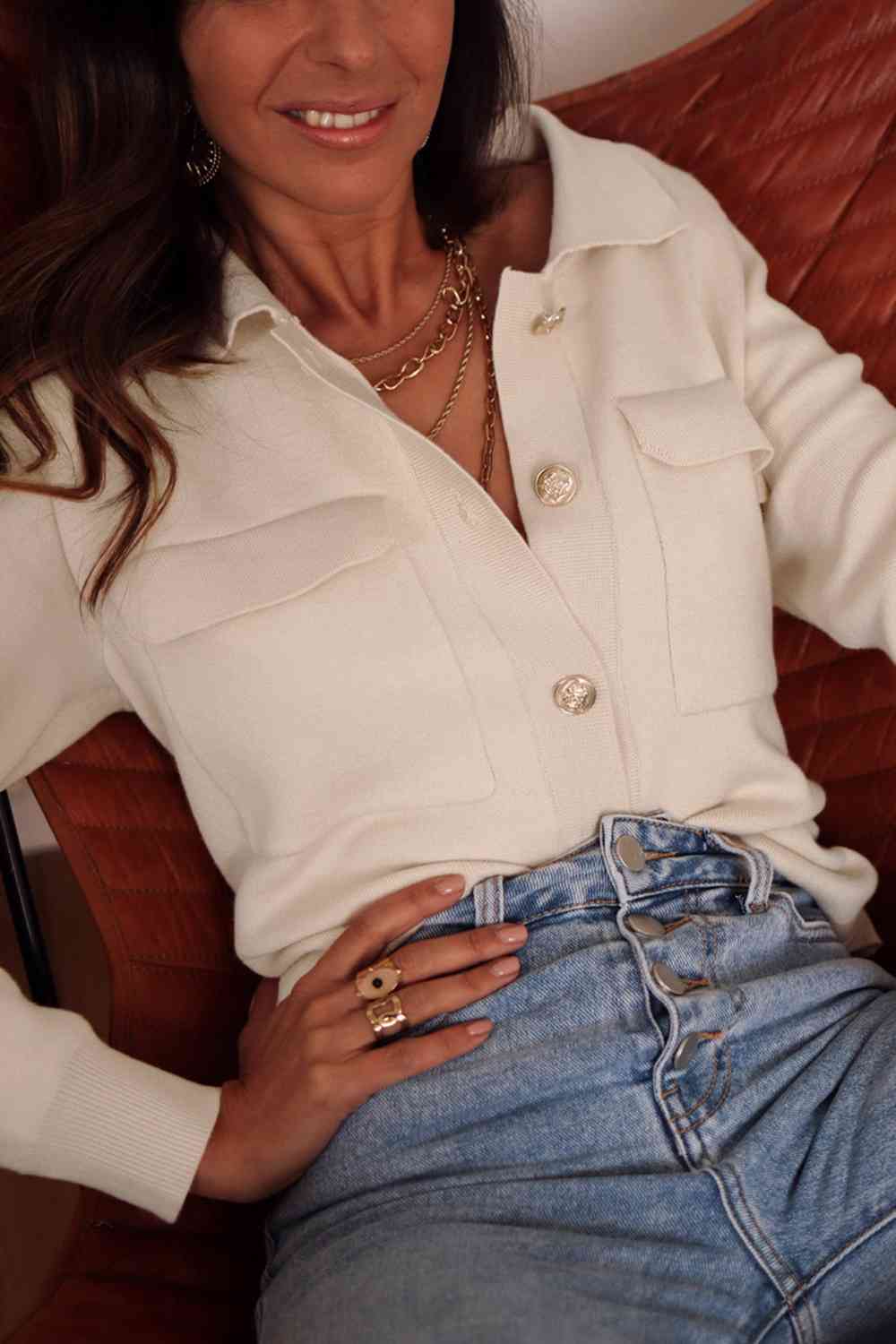 The Aria Button Down Knit Top