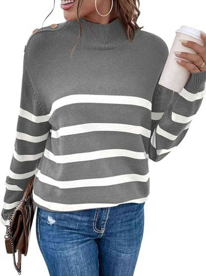 The Hannley Striped Shoulder Detail Sweater