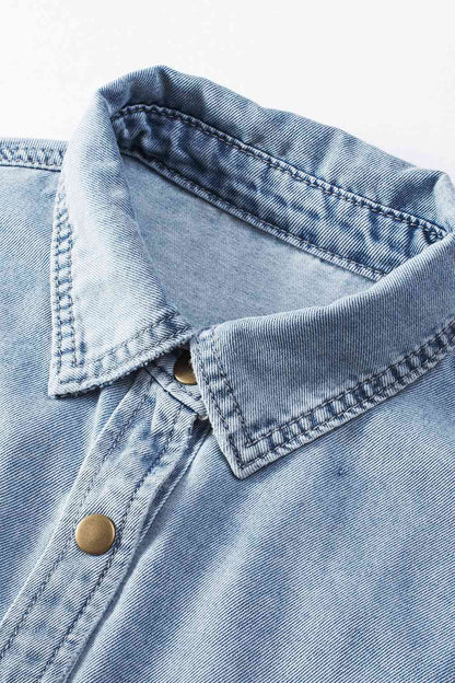 The Dolly Button Front Flare Sleeve Denim Top