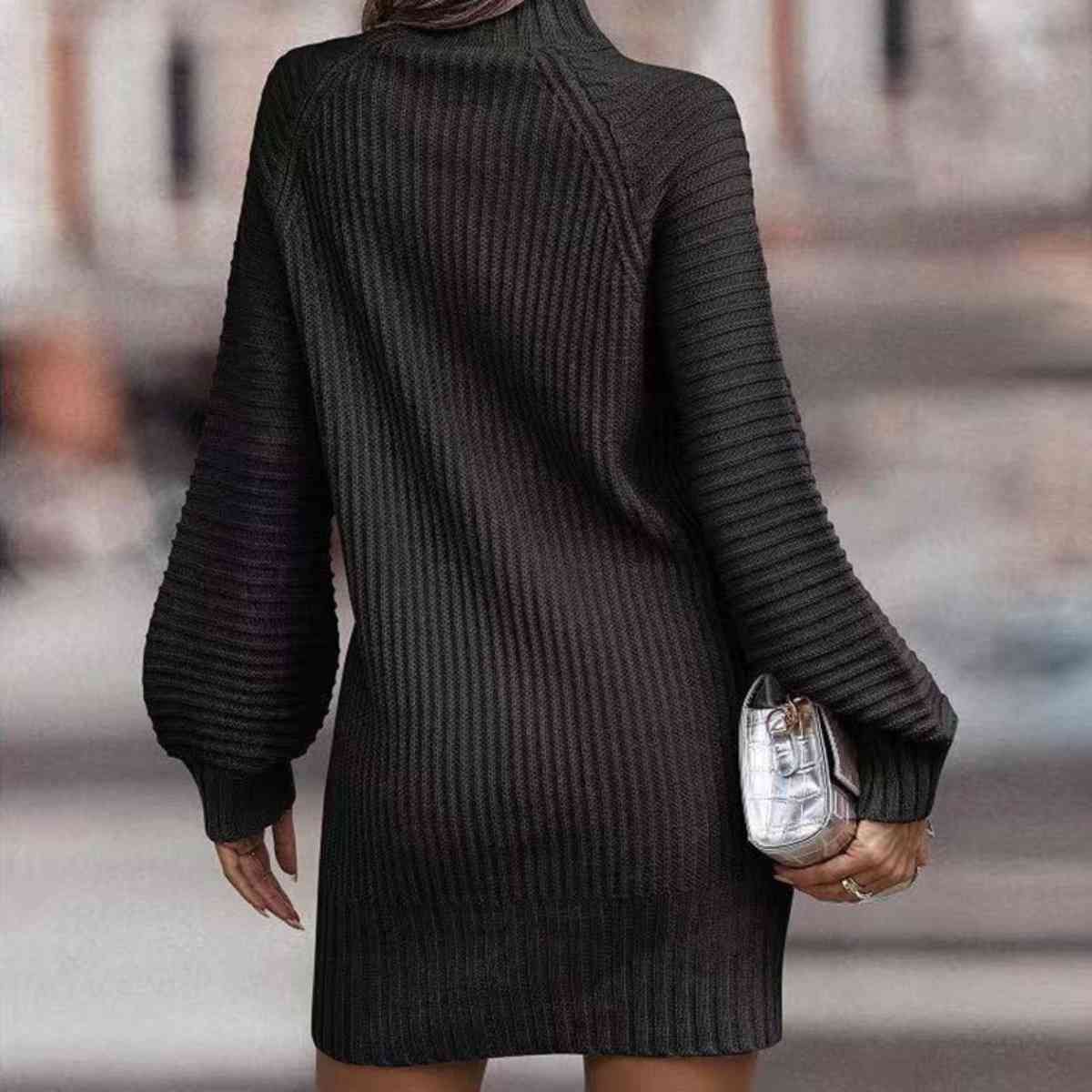 The Lina Lantern Sleeve Sweater Dress