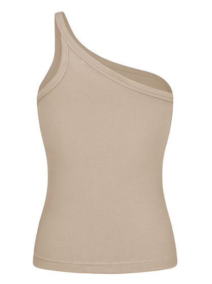 The Fifi Ribbed One-Shoulder Tank