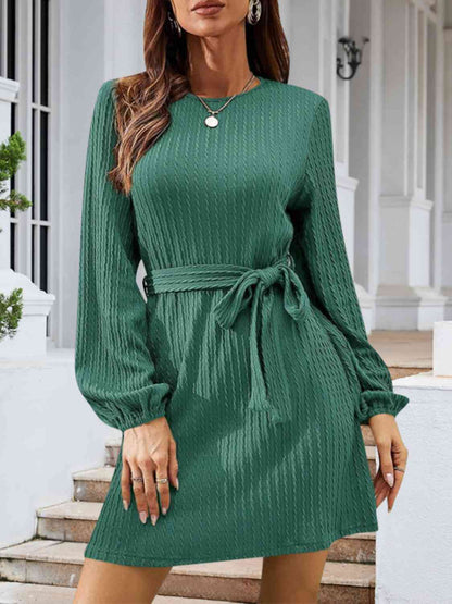 The Rebecca Tie Front Long Sleeve Dress