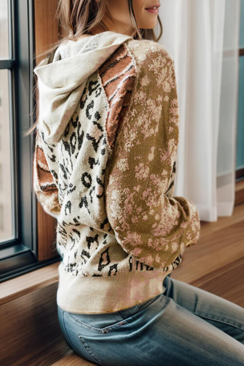 The Leopard Drawstring Hooded Sweater