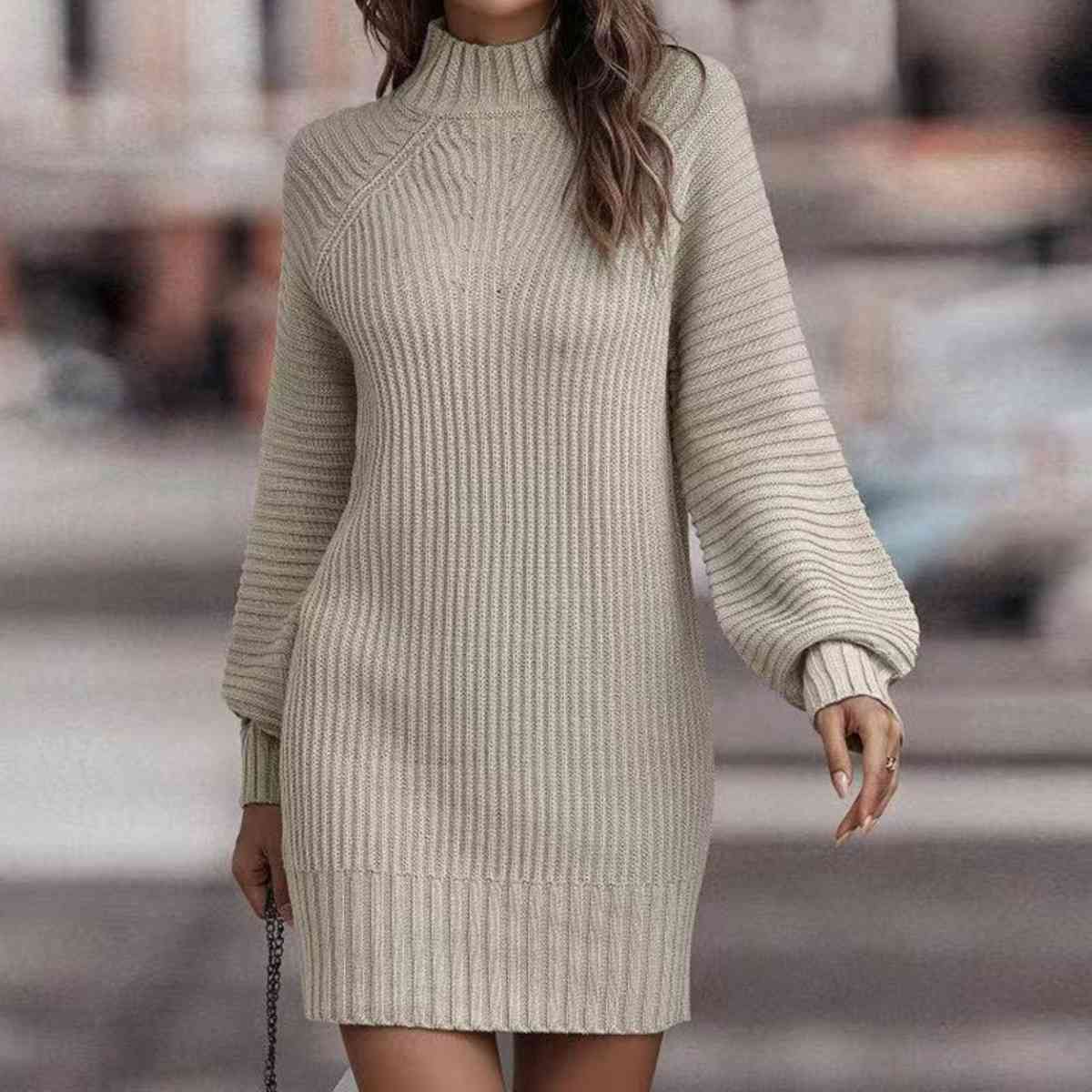 The Lina Lantern Sleeve Sweater Dress