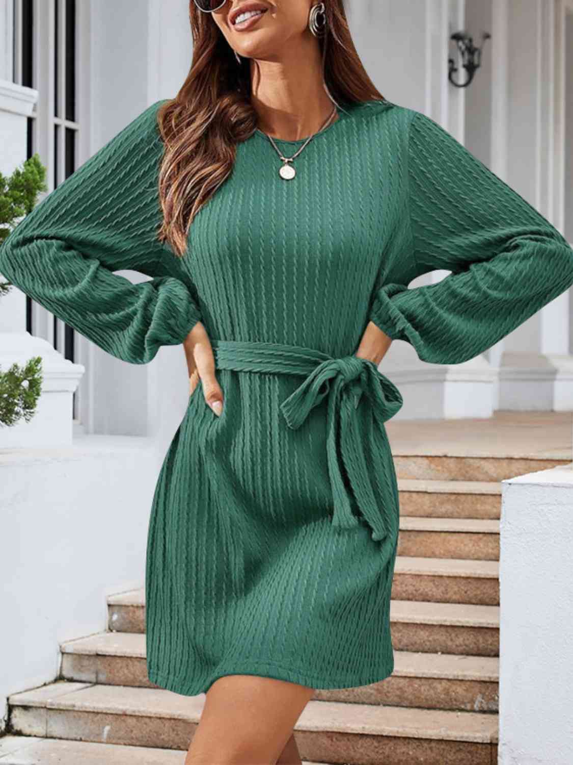 The Rebecca Tie Front Long Sleeve Dress