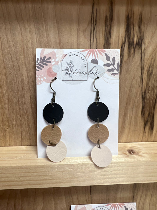 Neutral Layered Leather Earrings