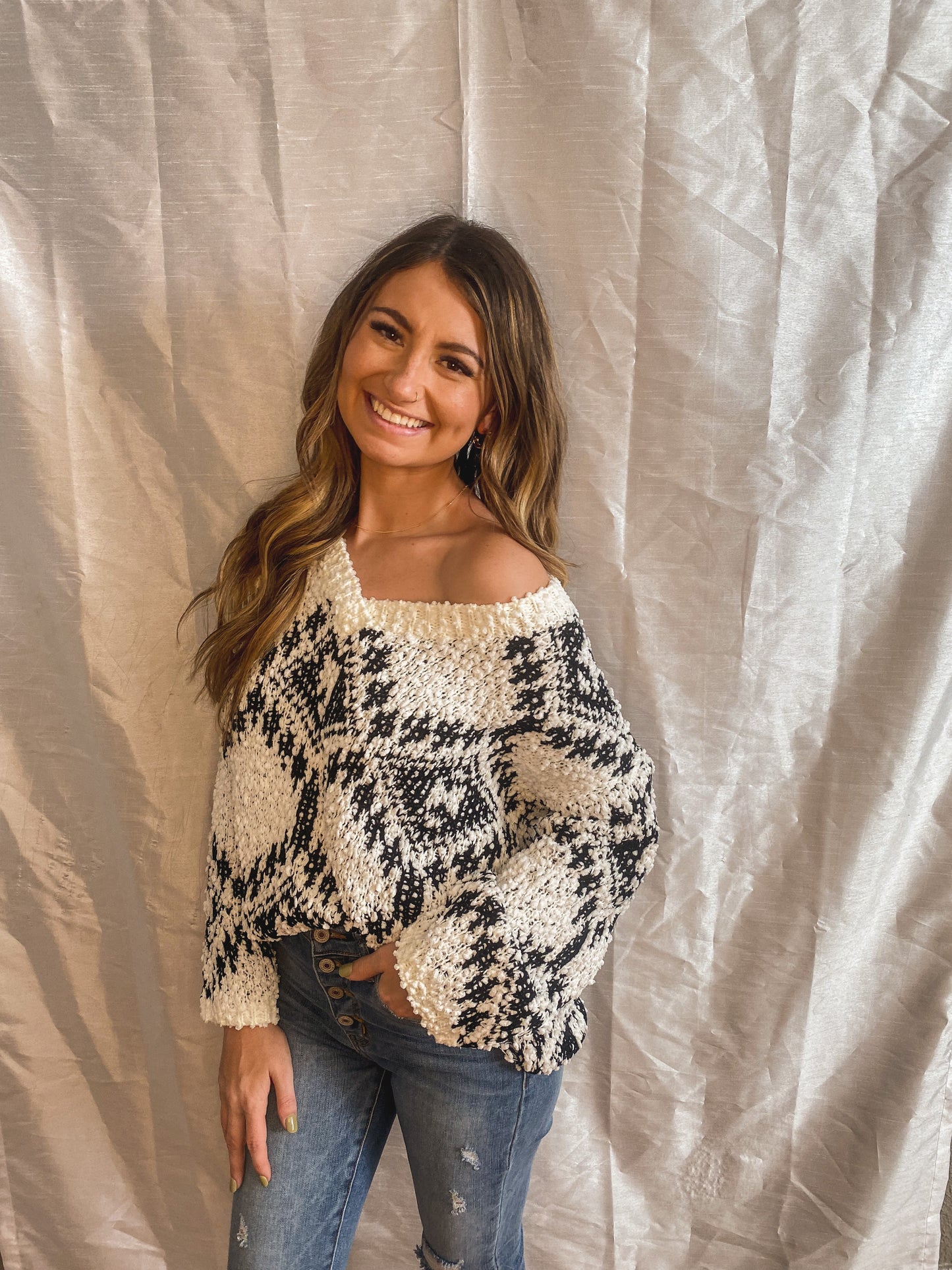 The Serenity Fuzzy Knit Distressed Sweater
