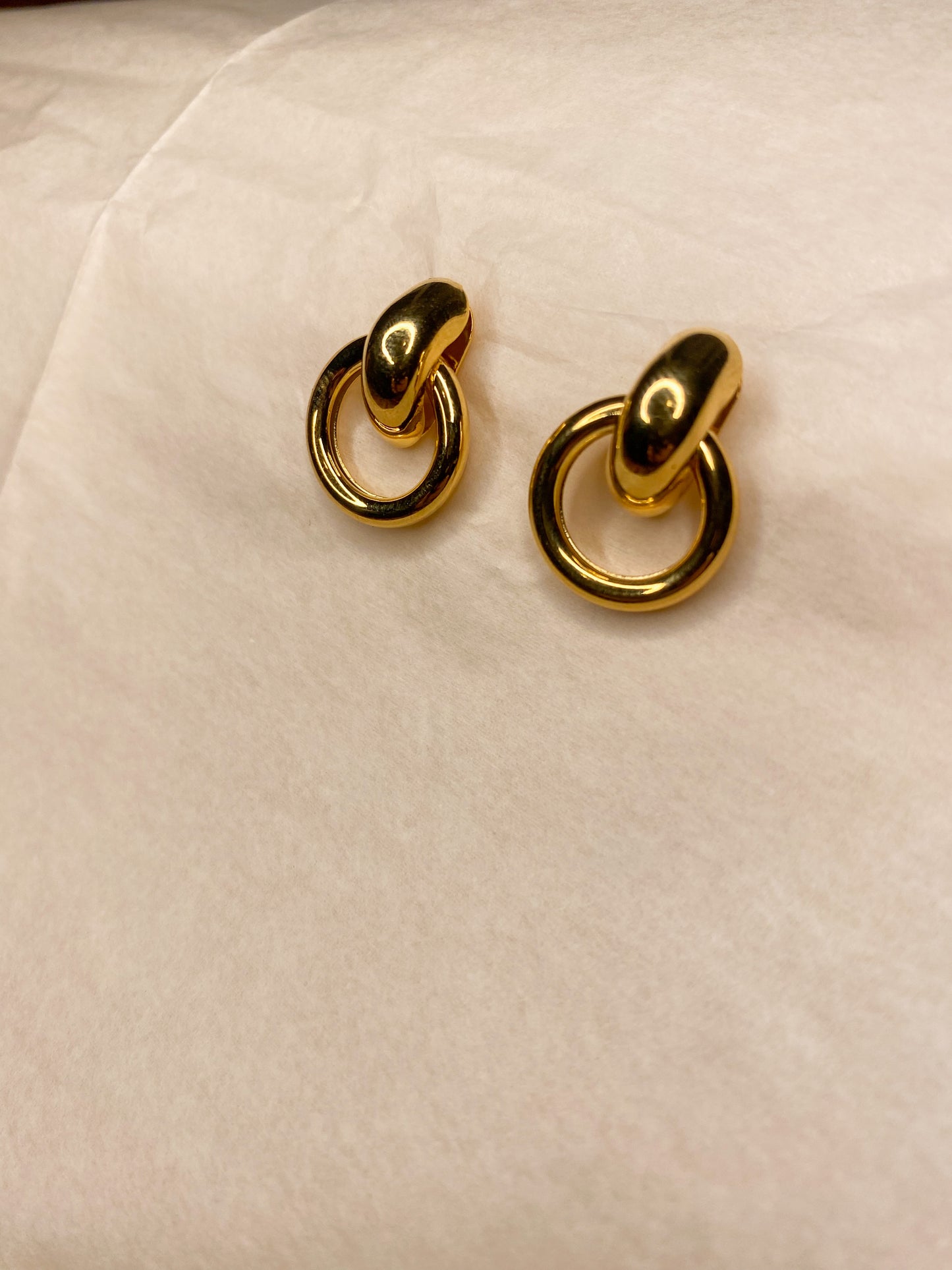 Double Circle Gold Stud Earrings