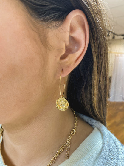 Gold Face Hoops
