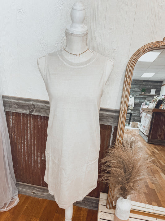 The Annabel Khaki Sleeveless Mini Dress