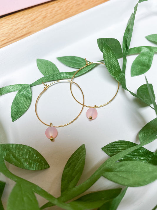 Gold Hoops With Opal