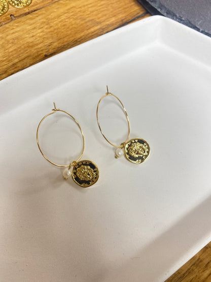 Gold Face Hoops
